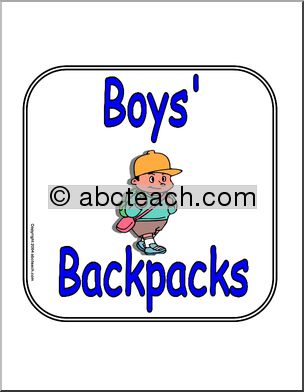 Sign: Boys’ Backpacks