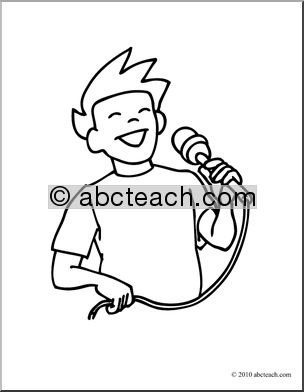 Clip Art: Boy Singing (coloring page)