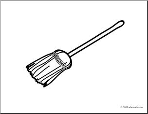 Clip Art: Basic Words: Broom (coloring page)