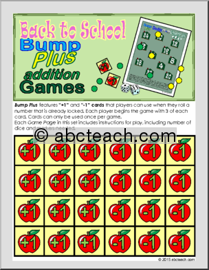 Math Game: Bump Plus: Addition Set- Back to School