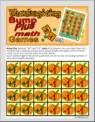 Math Game: Bump Plus: Mini-Set – Thanksgiving Theme