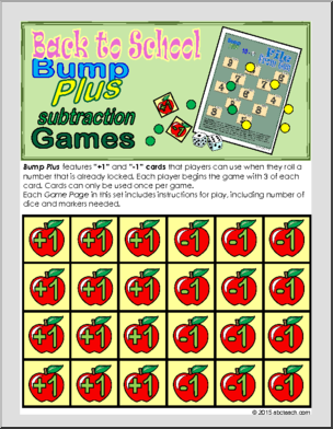 Math Game: Bump Plus: Subtraction Set – Back to School