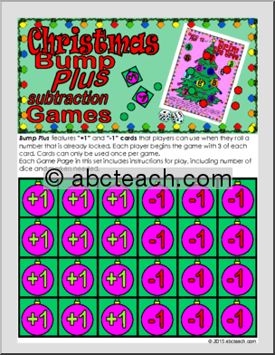 Math Game: Bump Plus: Subtraction Set – Christmas Theme