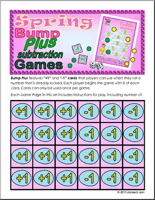 Math Game: Bump Plus: Subtraction Set – Spring