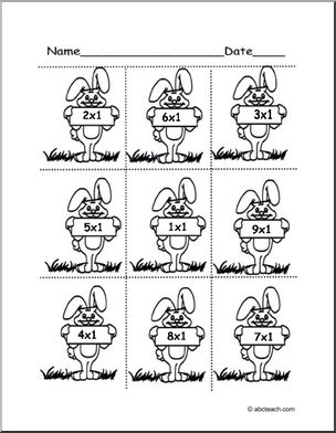 Multiplication x 1 (bunny theme) Flashcards