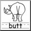 Clip Art: Basic Words: Butt B&W (poster)