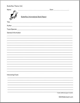 Book Report Form: Butterflies
