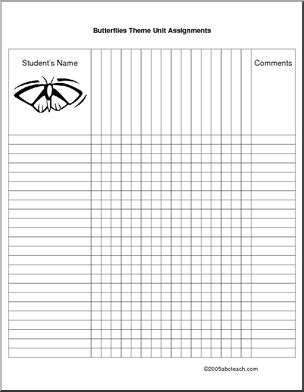 Assignment Forms: Butterfly theme