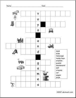 Word Puzzle: Toys and Games  b/w (ESL)