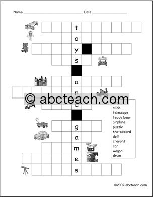 Word Puzzle: Toys and Games  b/w (ESL)