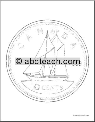 Money – Canadian Dime Coloring Page