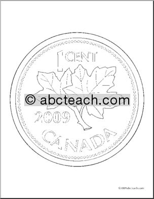 Money – Canadian Penny Coloring Page