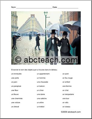 French: Art-Street Scene Vocabulary