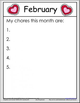 Calendar: Chores Schedule