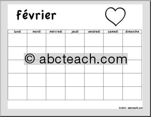 French: Calendar: Calendrier modÃ‹le-12 mois