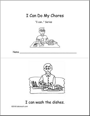 Early Reader: “I can…” (chores- b/w)