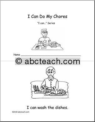 Early Reader: “I can…” (chores- b/w)