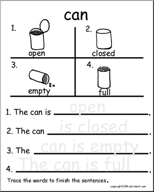 Beginning Writing Practice, Set 2 – trace (can)