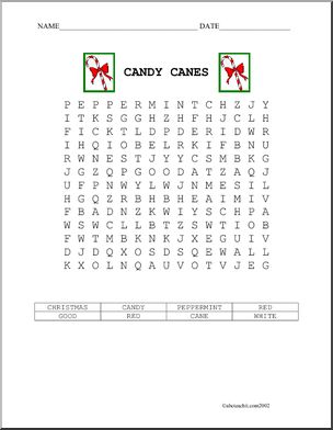 Word Search: Christmas – Candy Canes