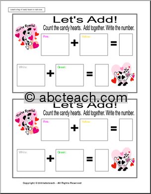 Addition – Candy Hearts (primary) Worksheet