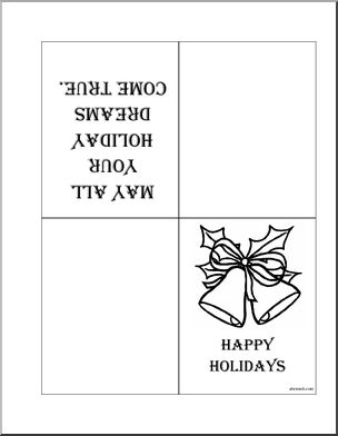 Greeting Card: Happy Holidays (with bells) -b/w