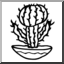 Clip Art: Cartoon Cactus, Moon (b/w)