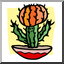 Clip Art: Cartoon Cactus with Face, Moon