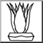 Clip Art: Cartoon Cactus, Aloe Vera (b/w)