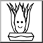 Clip Art: Cartoon Cactus with Face, Aloe Vera (b/w)