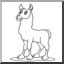 Clip Art: Cartoon Llama (coloring page)