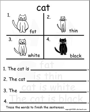 Beginning Writing Practice, Set 3 – trace (cat)