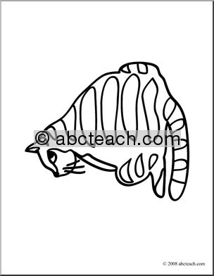Clip Art: Basic Words: Cat (coloring page)