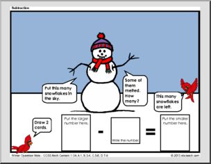 Operations & Algebraic Thinking, Subtraction – Winter Theme (grade 1) Math Mats
