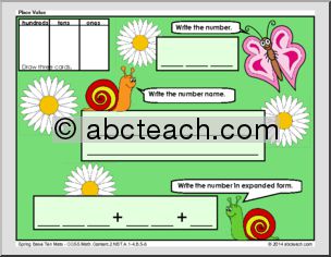 Numbers and Operations in Base Ten – Spring Theme (grade 2) Math Mats