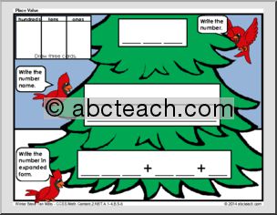 Math Mats: Numbers and Operations in Base Ten – Winter Theme (grade 2)