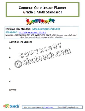 Common Core: Math Lesson Planner – Measurement and Data (grade 1)