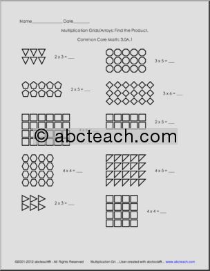 Multiplication: Grids and Arrays – Grade 3 (version 3)