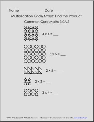 Multiplication: Grids and Arrays – Grade 3 (version 2)