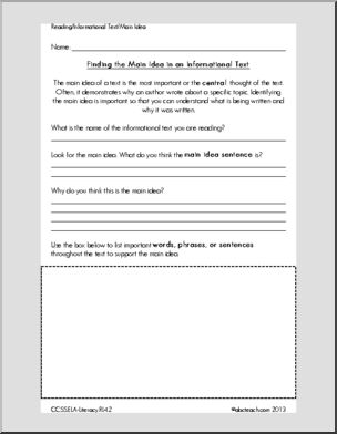 Common Core: Reading – Finding the Main Idea in an Informational Text (grade 4)