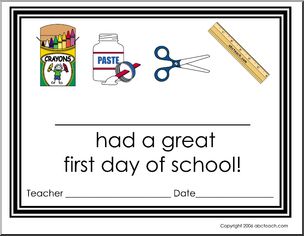 Certificate: First Day of School! (generic)