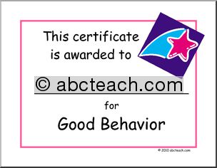 Certificate: Good Behavior with Star