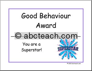 Certificate: Good Behaviour Super Star (uk spelling)