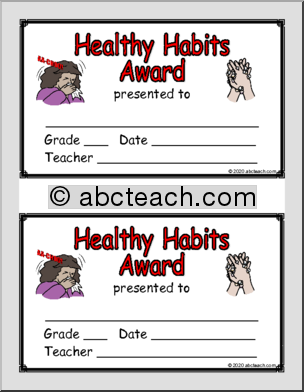 Healthy Habits Award (Write-In) Half Page