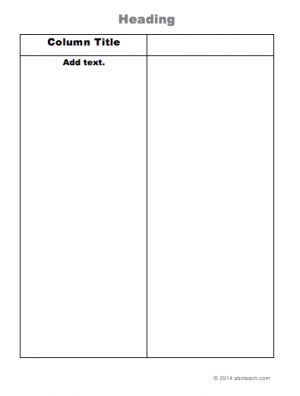 Graphic Organizer: 2 Column Chart (type-in)