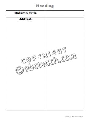 Graphic Organizer: 2 Column Chart (type-in)