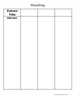 Graphic Organizer: 4 Column Chart (type-in)