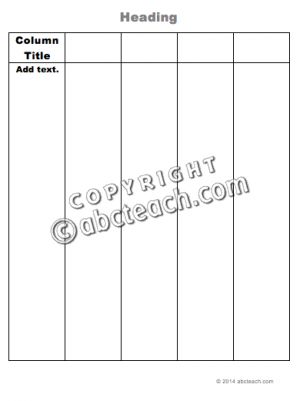 Graphic Organizer: 5 Column Chart (type-in)