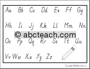 Chart: Manuscript Alphabet Aa – Zz (DN-Style Font)