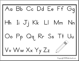 Chart: Manuscript Aa-Zz (ZB-Style Font)