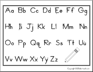 Chart: Manuscript Aa-Zz with arrows  (ZB-Style Font)